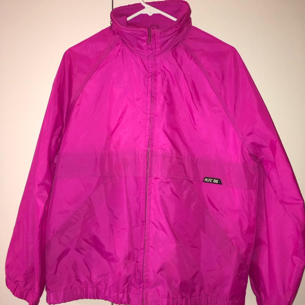 Pacific Trail Vintage 90s Windbreaker Jacket Fucshia Pink Magenta Size L EUC